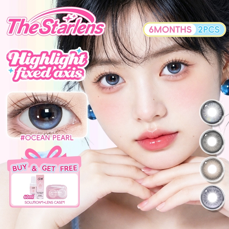 Kính áp tròng Starlens Lens khóa trục 1 Cặp lens Highlight contact lens tròng kính mềm cho mắt to DIA14.5mm 6 tháng có độ (0-8) Highlight All-Day Stability