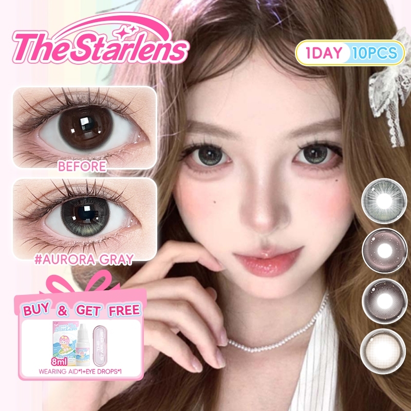 Kính áp tròng Starlens 10 Chiếc Ống Kính Tiếp Xúc Trong 1 Ngày Đã Qua Sử Dụng Đen / Xám / Nâu 14,2-14,5mm Đôi Mắt Lớn Cấp 0-8