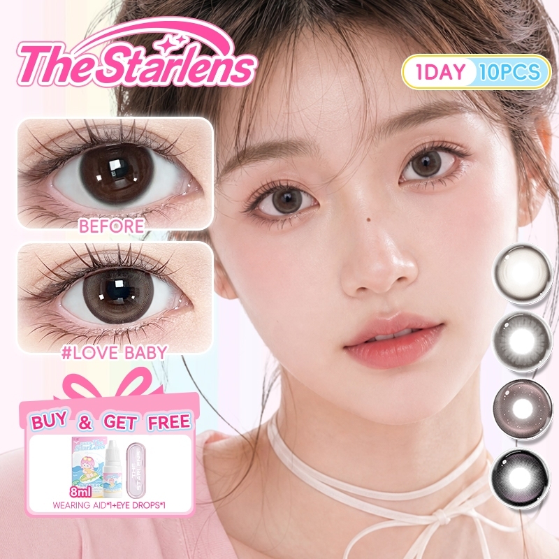 Starlens 10 Chiếc Ống Kính Tiếp Xúc Trong 1 Ngày Đã Qua Sử Dụng Màu Nâu / Hồng DIA14.-14.5mm Đôi Mắt Lớn Cấp 0-8