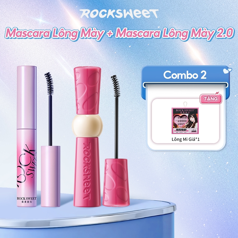Combo 2 ROCKSWEET Mascara lông mày 3,5g + Mascara lông mày 2.0 4.5g – Chống thấm nước, lâu trôi, chống nhòe