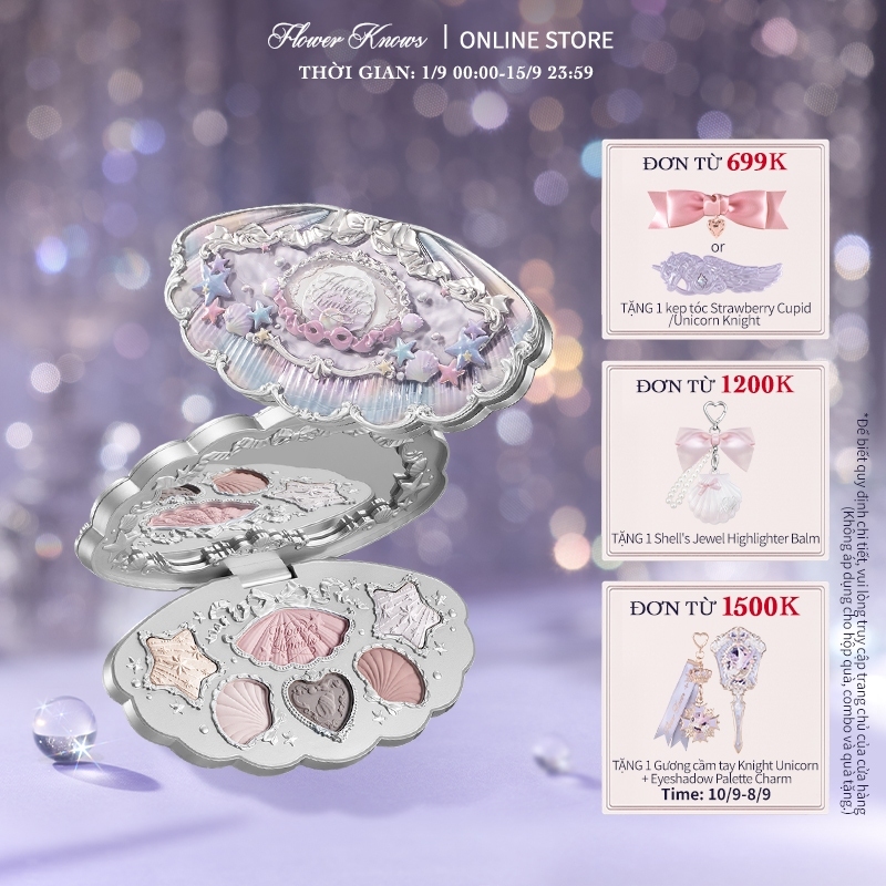 Phấn Mắt Flower Knows Shell 's Jewel Collection Bảng trang điểm 6 màu 6.5g | BigBuy360 - bigbuy360.vn