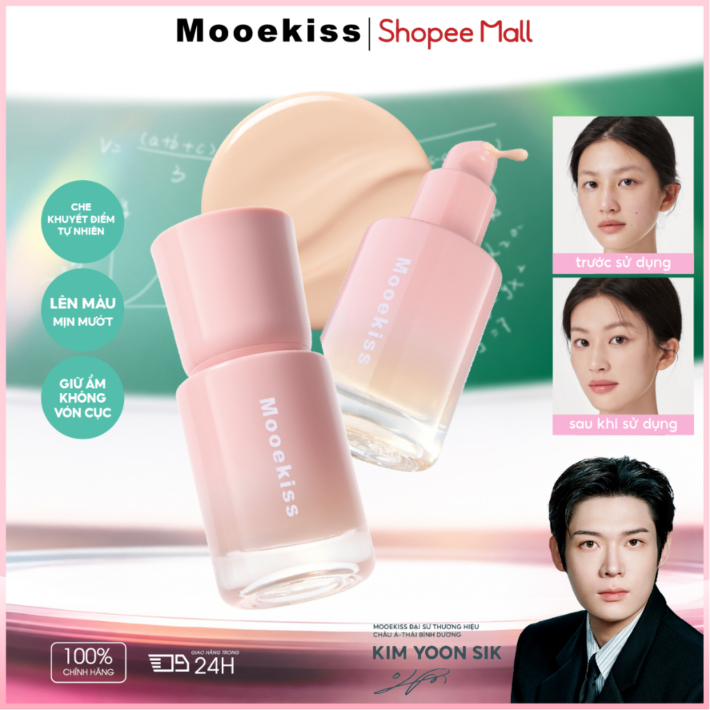 Kem Nền Mooekiss, Mịn Lì Lâu Trôi, Che Khuyết Điểm, Không Xuống Tông, Kiềm Dầu Dưỡng Ẩm [KIM YOON SIK]