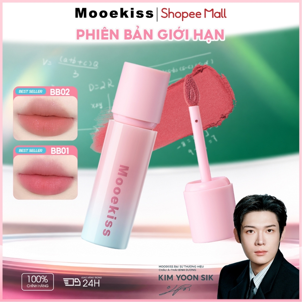 Son Mooekiss Velvet Lip Mud 3g, Lì Mịn Nhẹ Môi, Lâu Trôi, Tôn Da, Dòng Seaside