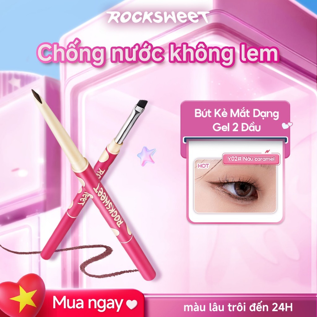 Bút kẻ mắt Gel hai đầu ROCKSWEET — Trơn mịn màng, màu sắc sống động, chống nhòe, giữ lâu trôi, thân thiện với người mới bắt đầu, dễ tạo mọi hình mắt