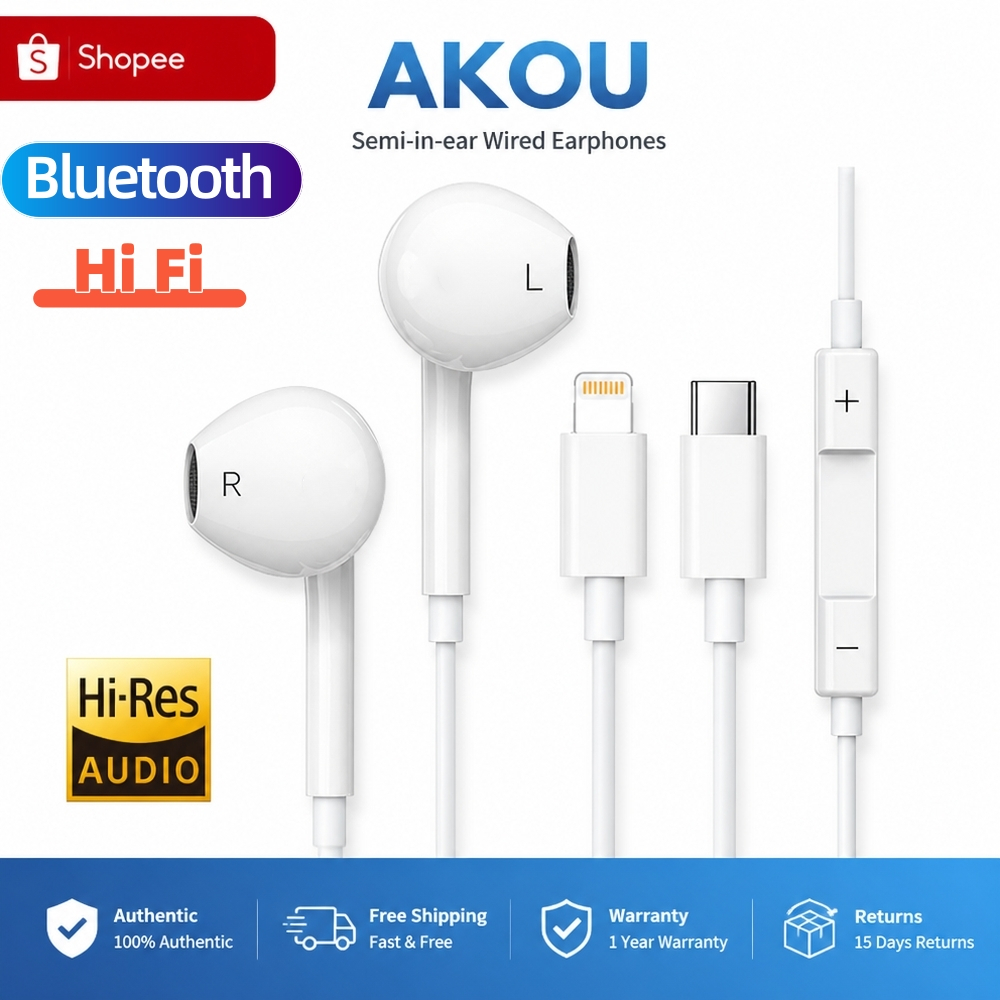[Hi-Fi Stereo] Tai nghe có dây Type-C / Lightning Tai nghe bán trong tai có Mic khử tiếng ồn 20Hz-20kHz Full Range Trở kháng thấp Ergonomic