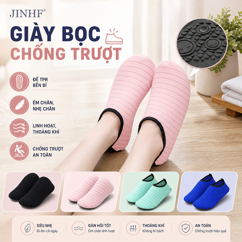 JINHF 1 Đôi Giày Nước Thể Thao Đi Biển Lặn Biển Giày Bể Bơi Nhanh Khô Tập Yoga Tất Slip-on Cho Lướt Bơi Cho Nữ HOT