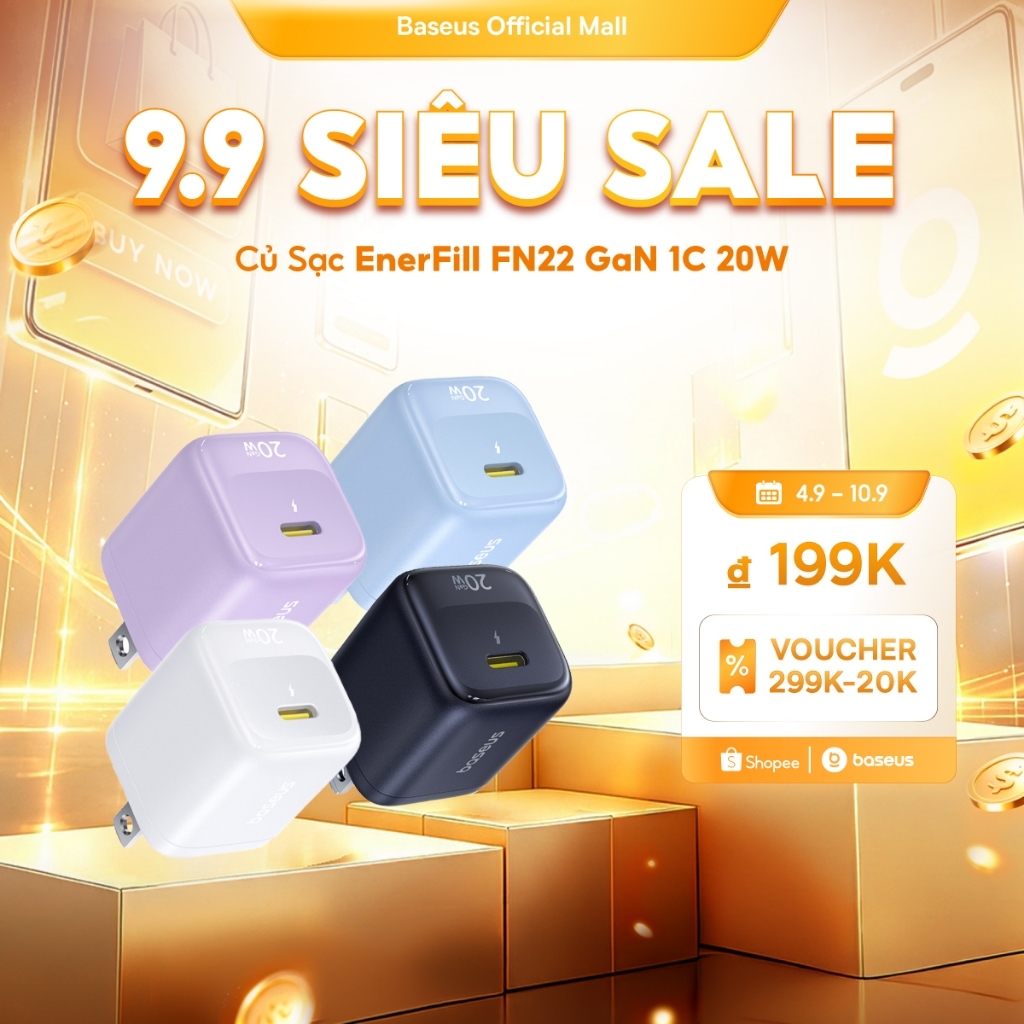 Củ sạc nhanh BASEUS PD 20W GaN5 1C thích hợp cho i14 13 12 pro max