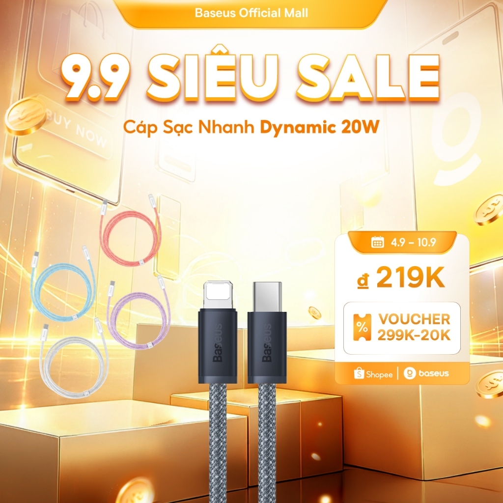 Dây Cáp Baseus PD 20W Nối Đầu USB-C Sang Đầu L Sạc Nhanh Hỗ Trợ Truyền Dữ Liệu 480Mbps