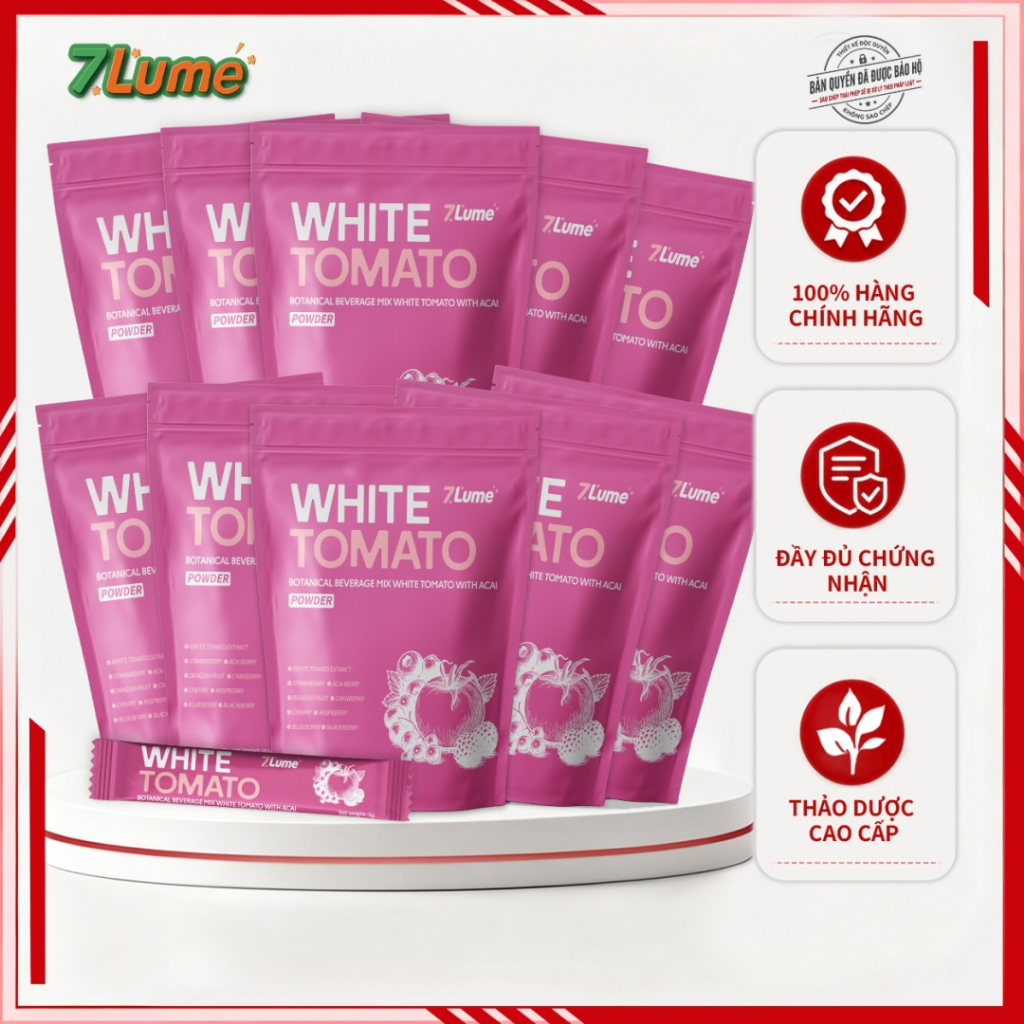 7Lume White Tomato Thức Uống Từ Thành Phần Tự Nhiên Không Chất Phụ Gia 5600mg Chiết Xuất Cà Chua Trắng 9 Loại Quả Mọng