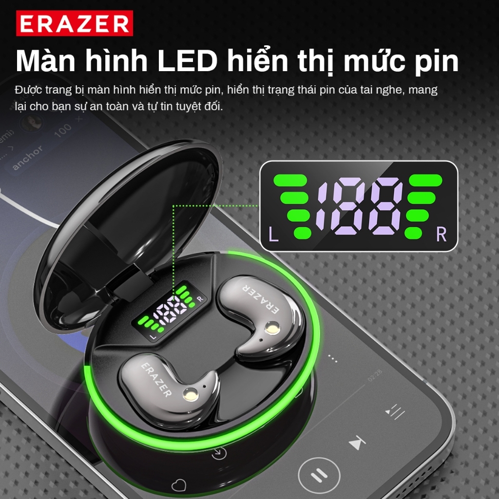 Tai nghe Bluetooth Lenovo ERAZER XF58 LED HIFI V6.0 AI Dịch Tai nghe ENC Tai nghe không dây khử tiếng ồn tự động | BigBuy360 - bigbuy360.vn