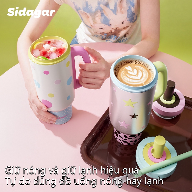Sidagar Bình giữ nhiệt 1100ml | Mở nắp một chạm | Inox 316L | Phủ gốm sứ bên trong | BigBuy360 - bigbuy360.vn