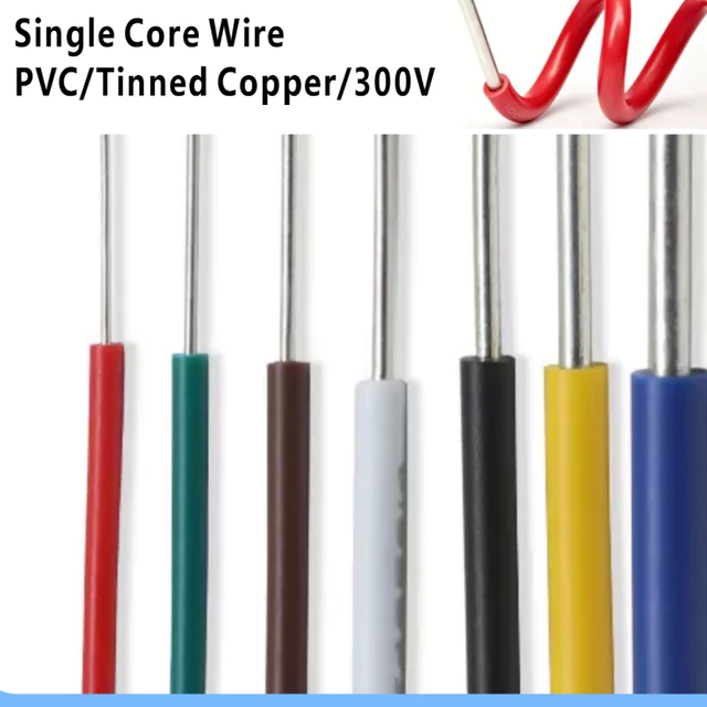 1007 Dây Đồng Dây Đơn Lõi Dây Điện Tử Lõi Đơn 26-14AWG Cáp Tín Hiệu Đồng Mạ thiếc PVC Dây Đơn Lõi Cứng Cáp Cách Nhiệt Hộ Gia Đình Dây Dẫn Chắc Chắn Cáp Điện