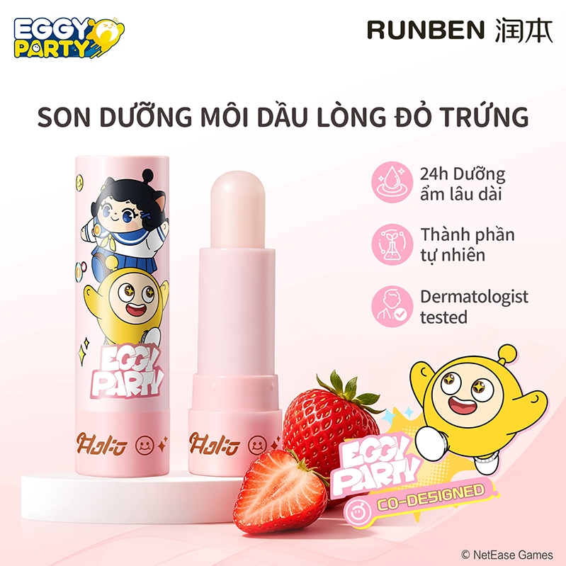 RUNBEN & EGGYPARTY Son dưỡng môi trẻ em 24 giờ Dưỡng ẩm An toàn Không độc hại 4.2g