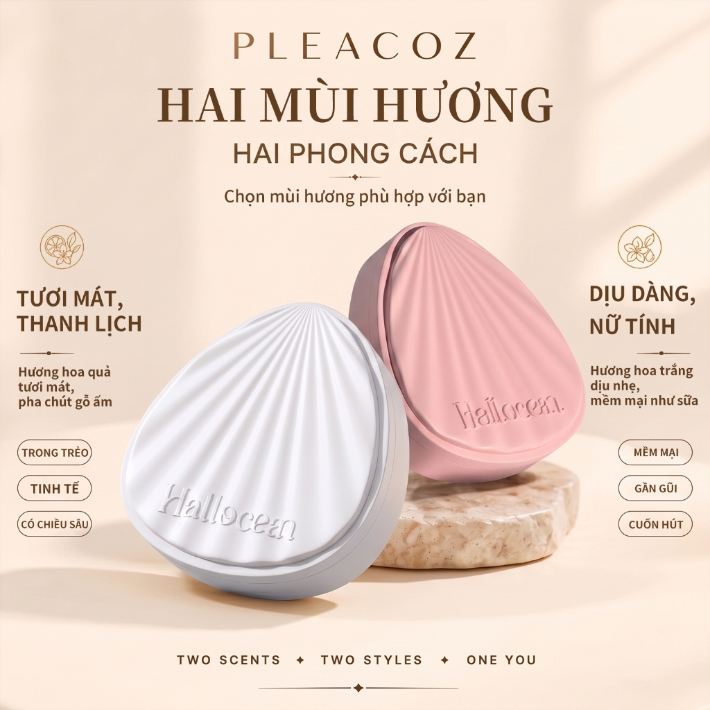 PLEACOZ [Nâng cấp 3.0] Nước Hoa Khô Dạng Sáp Nữ 5g Không Cồn Lưu Hương Đến 12H Hương Thơm Tinh Tế Có Gương Mini Nhỏ Gọn Bỏ Túi