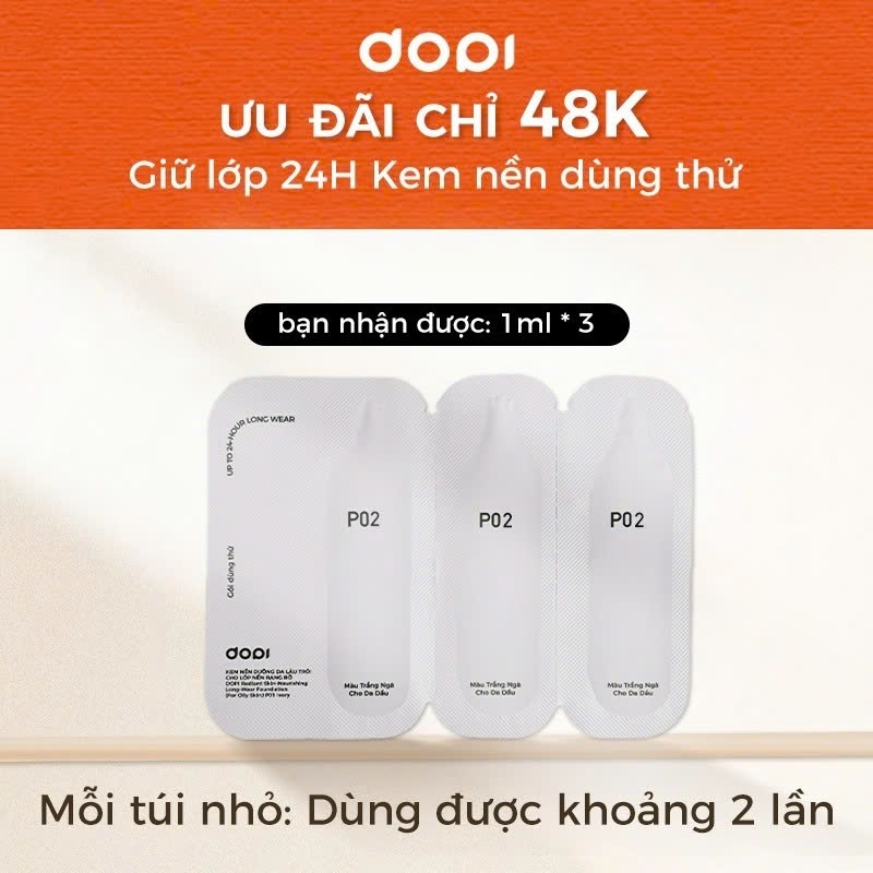 DOPI Kem Nền Gói Du Lịch【1Miếng 3ml 】Giữ Lớp Makeup 24H Kem Nền Size Du Lịch