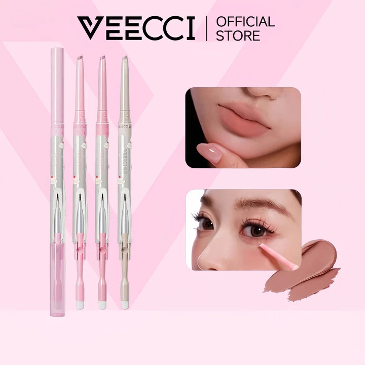 VEECCI Chì kẻ viền môi chì kẻ thiết kế hai cọ định hình viền môi dễ tán chống lem lâu trôi 60mg