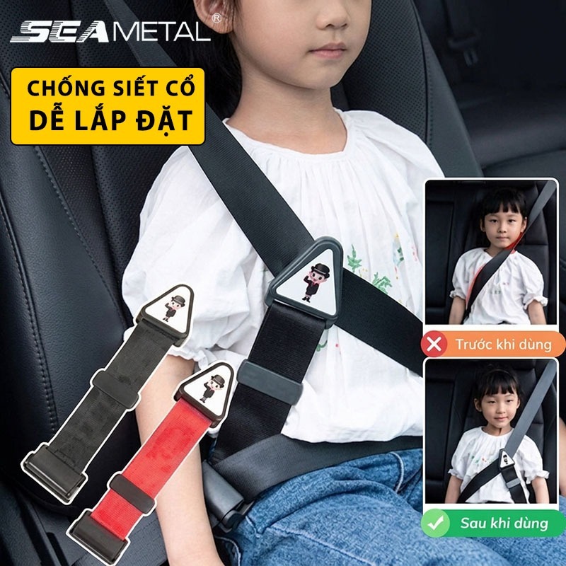 SEAMETAL Đai An Toàn Cho Bé Trên Ô Tô - Bộ Điều Chỉnh Dây Đai Ô Tô Cho Trẻ Em Chống Siết Cổ, Thoáng Khí