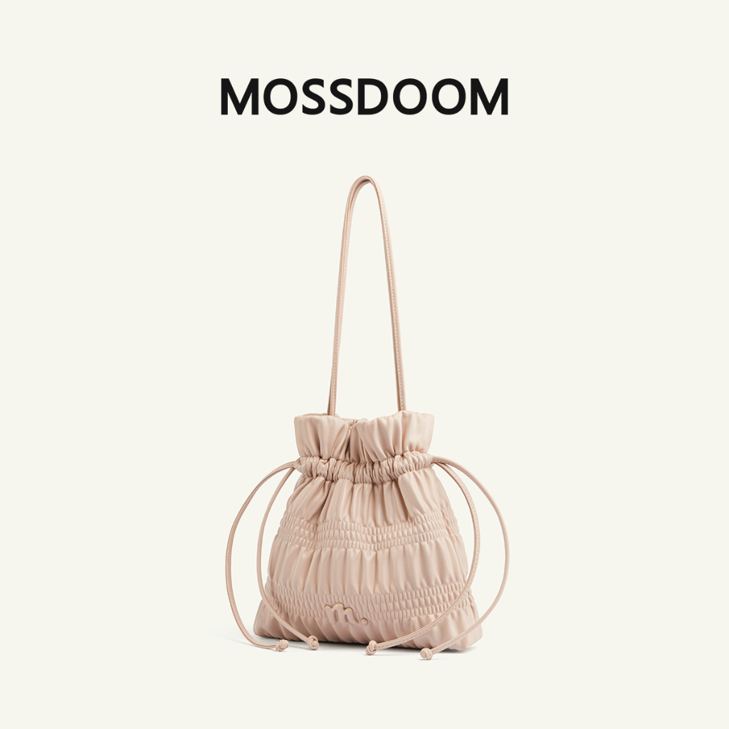 MOSSDOOM Emeline Bag Túi đeo vai nhún dây rút – Túi dáng xô mềm mại xếp nếp dành cho nữ