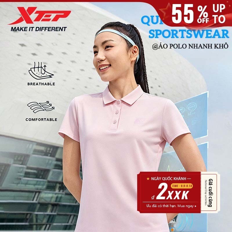 【XTEP】Áo polo nữ tay ngắn vai chuẩn 2026 mẫu mới mùa hè, cổ bẻ, áo thun nhanh khô thể thao, ôm dáng, tôn dáng, tay lỡ