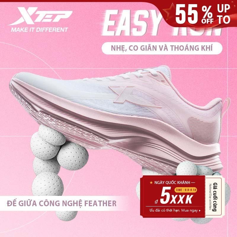 【XTEP】Easy run | Giày chạy Xtep mùa hè Macaron 6.0 cho nữ, giày chạy bộ lưới thoáng khí, giày thể thao nhẹ giảm chấn cho chạy 5KM+