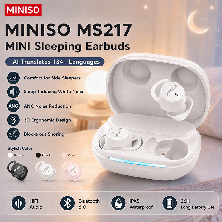 MINISO MS217 MINI Tai nghe ngủ mềm mại ANC Giảm tiếng ồn vật lý Tai nghe Bluetooth không dây Tai nghe dịch AI với nhiều chế độ ngủ | BigBuy360 - bigbuy360.vn