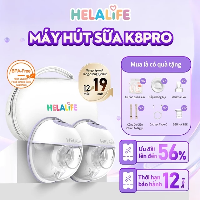 [Đã nâng cấp lên 19 mức độ hút]Máy hút sữa điện Helalife K8pro Máy hút sữa cầm tay không cần đeo