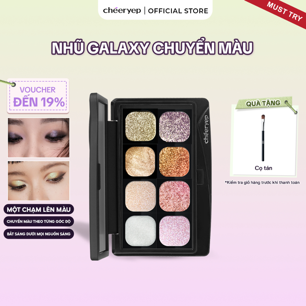 Bảng Phấn Mắt CHÉERYEP Galaxy Festival Nhũ Đa Sắc Bắt Sáng Lấp Lánh Phấn Mịn Dễ Tán Bền Màu 11.5g