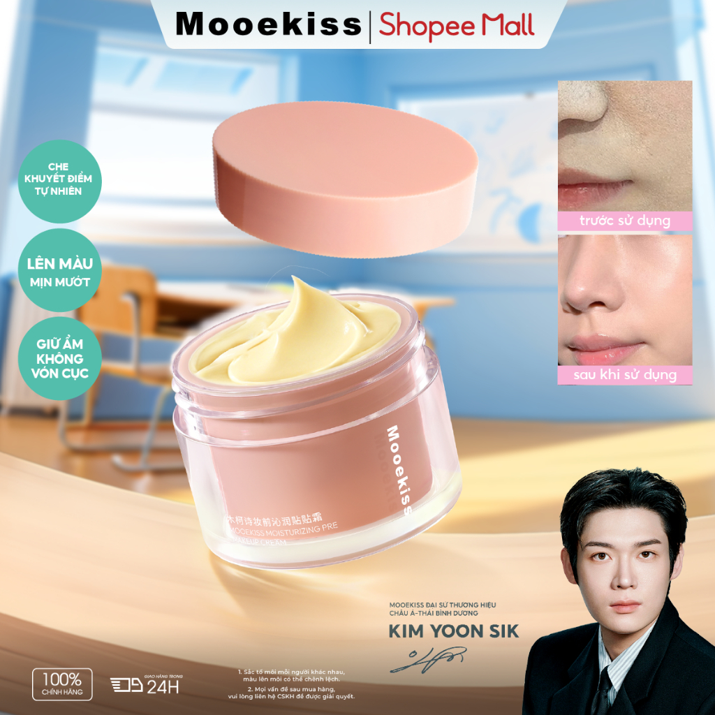 Kem Lót Mooekiss, Dưỡng Ẩm, Chống Mốc, Bám Nền Tốt, Lâu Trôi, Dành Cho Da Khô 30g