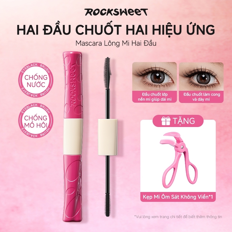 【NEW】ROCKSWEET Mascara Hai Đầu Cong Mi Dài Mi Không Lem Chống Nước Chống Mồ Hôi Định Hình Mi Làm Dày Mi Tự Nhiên