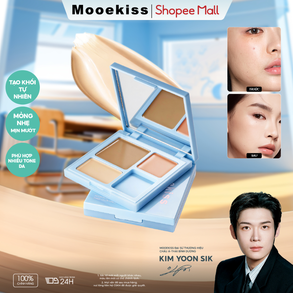 Kem Che Khuyết Điểm Mooekiss 5.5g, Che Quầng Thâm & Mụn, Dễ Dùng, Lâu Trôi, Tự Nhiên