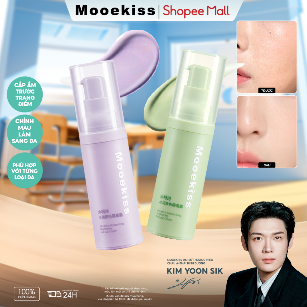 Kem Lót Mooekiss, Dưỡng Ẩm, Kiềm Dầu, Làm Mịn Da, Bám Nền, Lâu Trôi 25g
