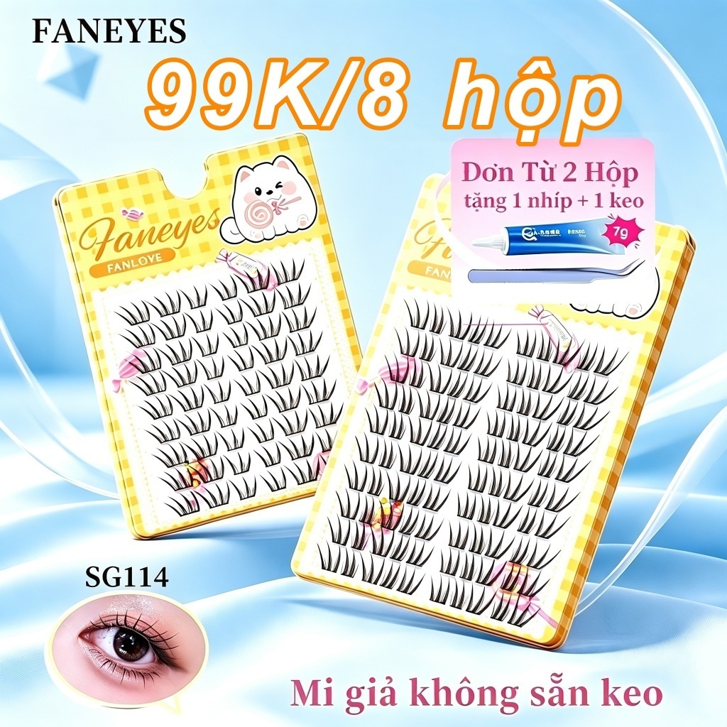 【99K/8 hộp】Lông Mi Giả Ánh Sáng Tự Nhiên Lười Lông Mi Mô Phỏng Lông Mi Xanh Nước Mắt Đơn Cụm Người Mới Truyện Tranh Mi Hàng Ngày-Need Keo