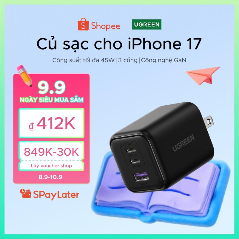 【 Nexode 】 UGREEN 45W 1 USB C Mini GaN Nexode Sạc Nhanh Cho Samsung S24 Ultra Cho iPhone 17 pro Max