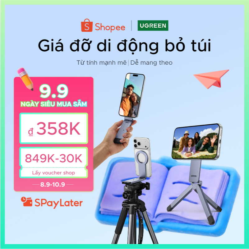 Giá đỡ điện thoại từ tính bỏ túi UGREEN Dễ Mang Theo Mount Magsafe Chân máy từ tính Thích hợp cho vlog / Chụp ảnh / Chuyến đi công tác / Cuộc họp trực tuyến