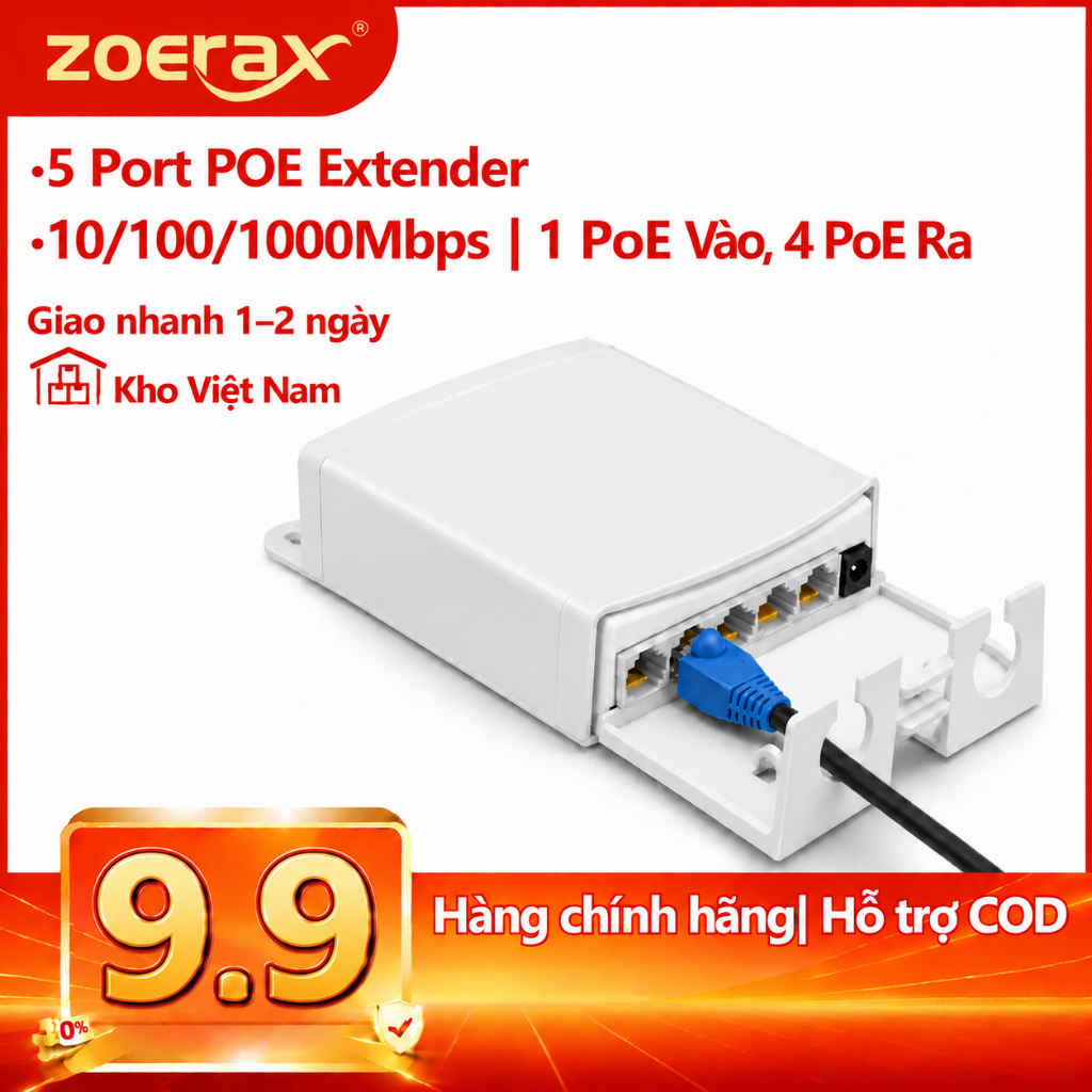 ZoeRax PoE Extender Gigabit IP66 Chống Nước 1 Đến 4 PoE Bộ Lặp Mạng 10/100/1000Mbps Cho Camera IP CCTV IPC NVR