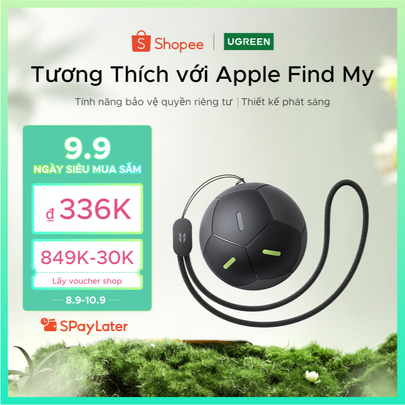[Thiết kế bóng đá] Thiết kế bóng đá UGREEN FineTrack Chống mất Bluetooth5.0 Finder Tracker Finder IP68 Bộ định vị chống nước tương thích với iOS