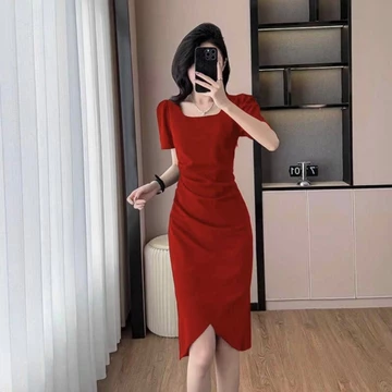 đầm đỏ công sở trẻ trung corset thiết kế sang chảnh dạo phố đầm xinh nhẹ nhàng công sở dạ hội