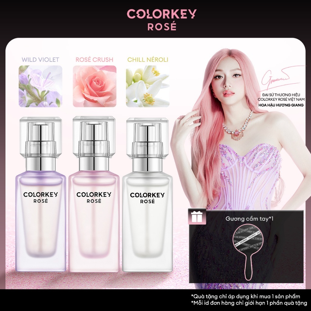 Nước Hoa Thơm Lâu Colorkey Rosé Crush Mùi Hoa Quả Ngọt Nhẹ, Sang Trọng 10ml