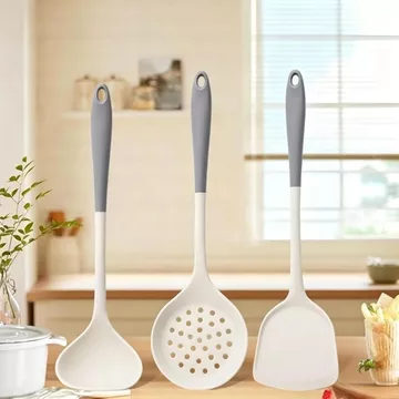 Dụng cụ nấu ăn bằng silicon chịu nhiệt độ cao chống dính thân thiện với chảo chống dính – Thìa silicon cấp thực phẩm & Bộ thìa khuấy Bộ dụng cụ nhà bếp bằng silicon, chống dính chịu nhiệt