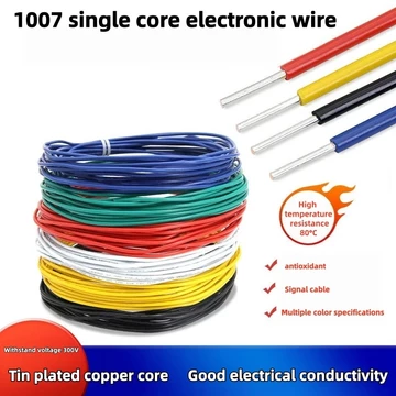 Tiêu chuẩn Mỹ 1007 dây điện tử dây đồng lõi đơn dây thiếc mạ đồng hàn dây kết nối dây cách nhiệt dây tín hiệu dây