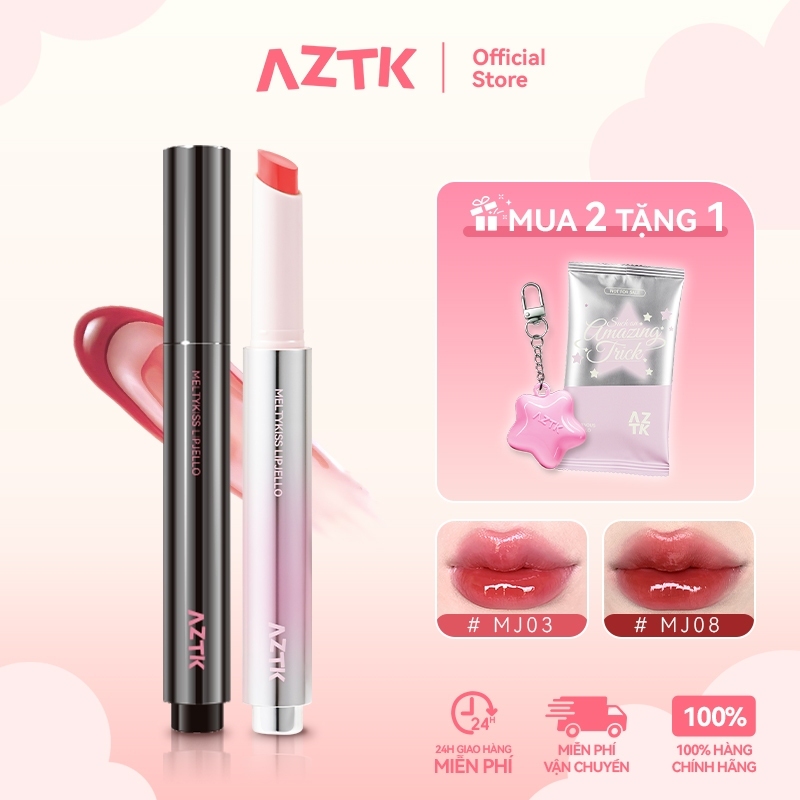 AZTK Son Thỏi Bóng Căng Bóng Mềm Môi Ẩm Mượt Tự Nhiên Màu Đẹp 1.9g
