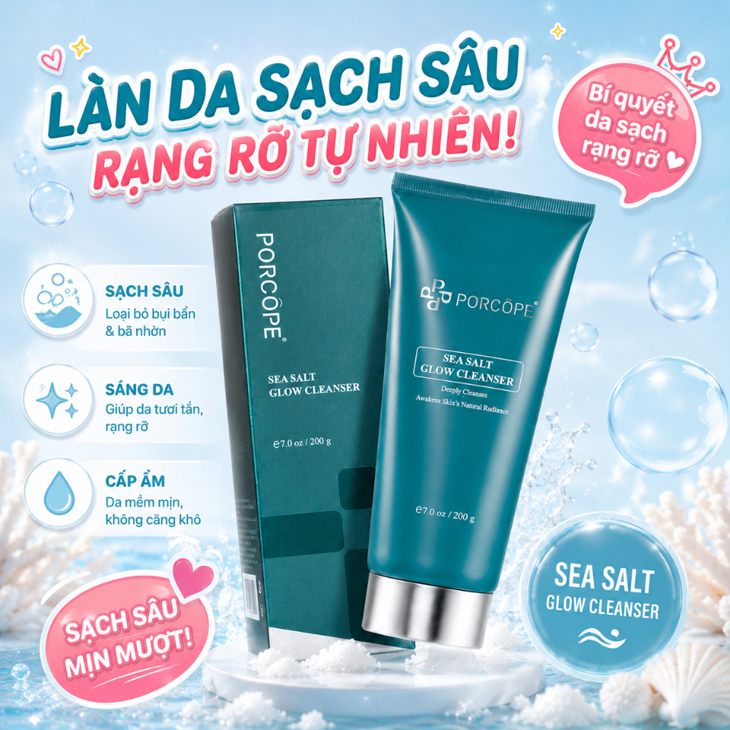 【PORCOPE】Sữa rửa mặt trắng da sạch sâu giảm mụn kiểm soát dầu dịu nhẹ cleanser 200g