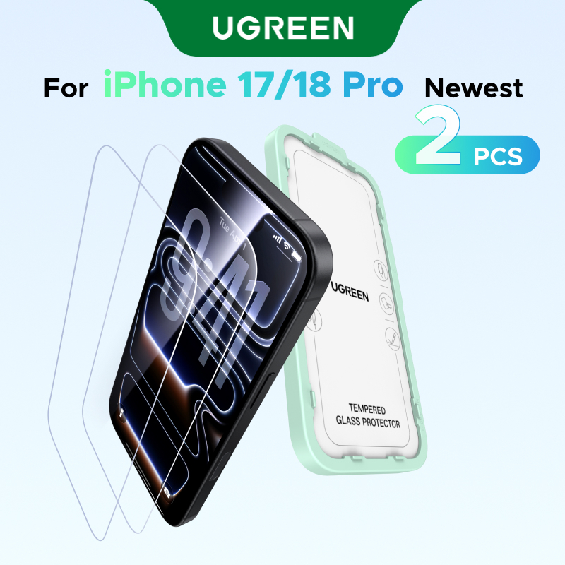 [Dòng HD không viền 2 Miếng] UGREEN Kính cường lực bảo vệ màn hình UGREEN siêu trong không viền 2 miếng cho iPhone 18 Pro Max/17 Pro Max/16 Pro Max