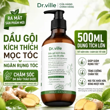 Dr.ville Dầu Gội Mọc Tóc Và Chống Ngăn Rụng Dầu Gội Gừng Thảo Mộc Kích Mọc Tóc Dầu Gội Giảm Rụng Tóc 500ml