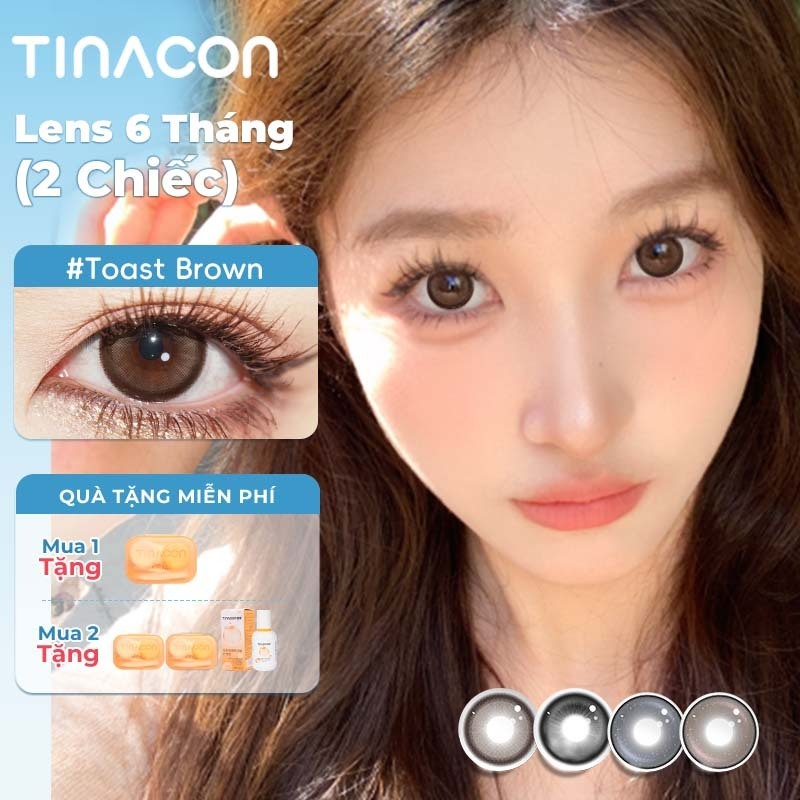 【HOT SALE】Kính áp tròng TINACON 6 tháng Nâu 1 cặp lens cận Mềm mại cho mắt Thích hợp trang điểm Đường kính 14.2-14.5