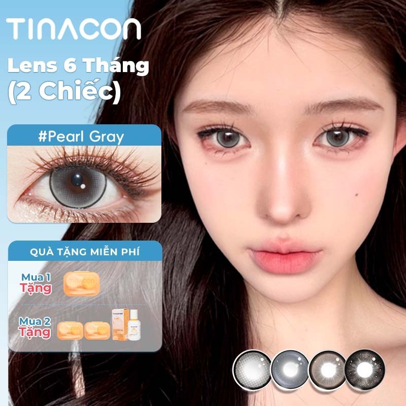 Kính áp tròng TINACON lens cận màu xám Mắt tự nhiên 14.2-14.5 tròng kính mềm 2 chiếc Dùng trong 6 tháng
