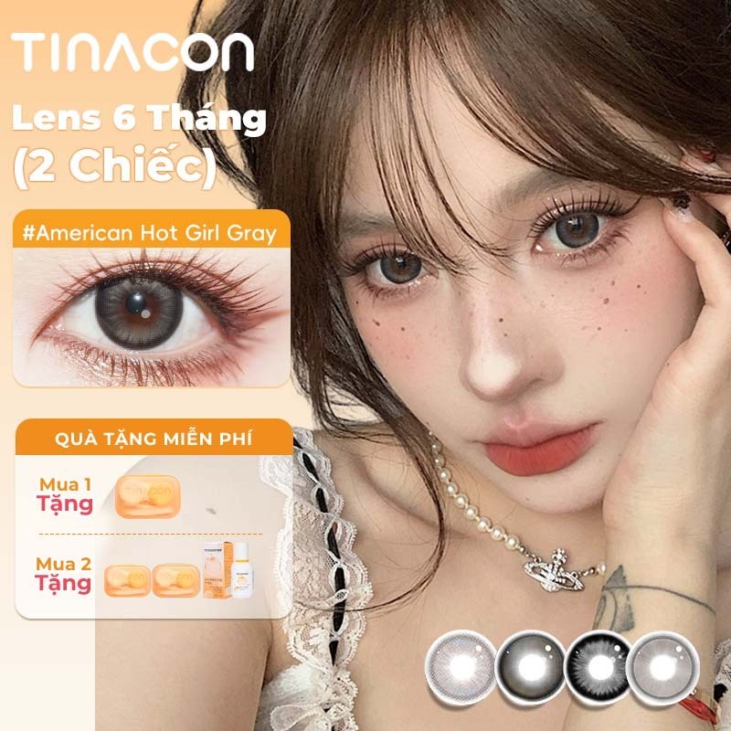 Kính áp tròng TINACON, 2 chiếc 6 tháng, màu xám/nâu lens, sand-brown,AI-GREEN,White Gray,AI-BLUE,lens cận thị mềm mại tự nhiên, mắt to, DIA14.5mm có độ (0-8)