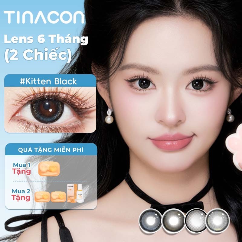 Kính Áp Tròng 6 Tháng TINACON Màu Đen / Nâu Tự Nhiên DIA 14.2 - 14.5mm - Lens Giãn Tròng To Tròn, Êm Mềm