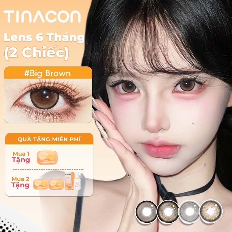 Kính áp tròng TINACON 1 cặp DIA 14.5 mắt to dùng 6 tháng 0.0 đến -8.0 (Nhiều màu: Big Brown, Caramel Bear, Vitality Gray, Chestnut Brown)