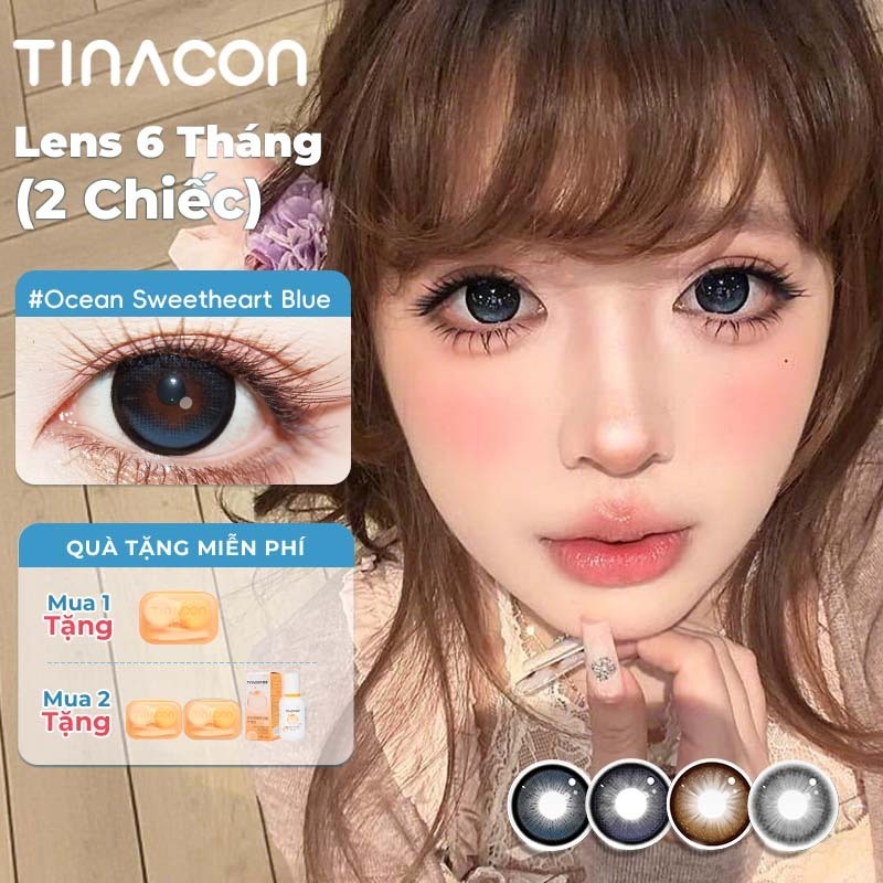 Kính áp tròng TINACON nhiều màu hiệu ứng Tây, 1 cặp 6 tháng, mắt to DIA14.5mm, hàng chính hãng, lens cận thị mềm mại có độ (0-8.0), hot trend